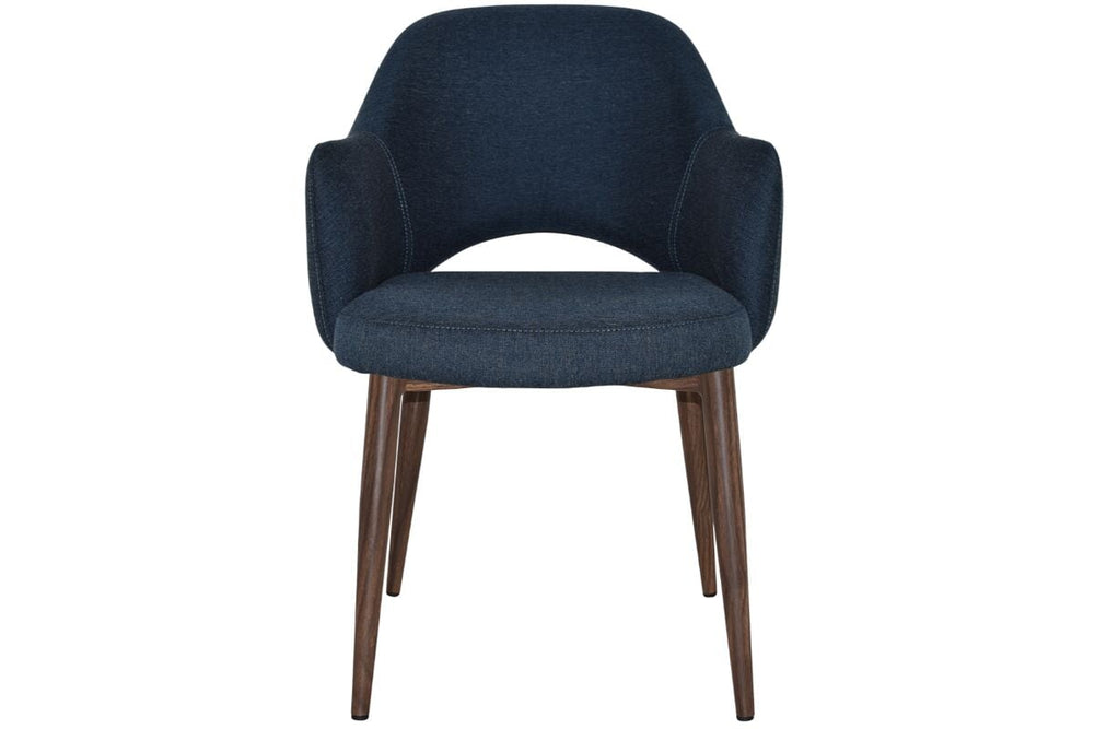 EZ Hospitality Cairo Indoor Armchair Metal Base - Slim Light Walnut 4 Leg-pelle benito tan  