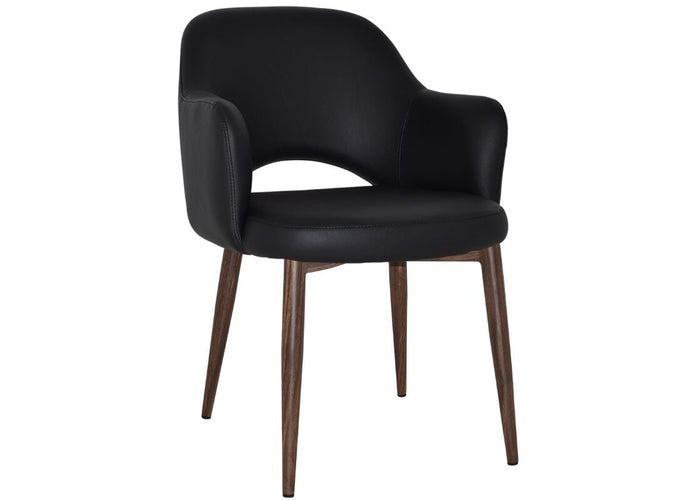 EZ Hospitality Cairo Indoor Armchair Metal Base - Slim Light Walnut 4 Leg EZ Hospitality vinyl black 