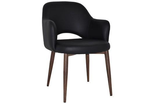 EZ Hospitality Cairo Indoor Armchair Metal Base - Slim Light Walnut 4 Leg EZ Hospitality vinyl black 