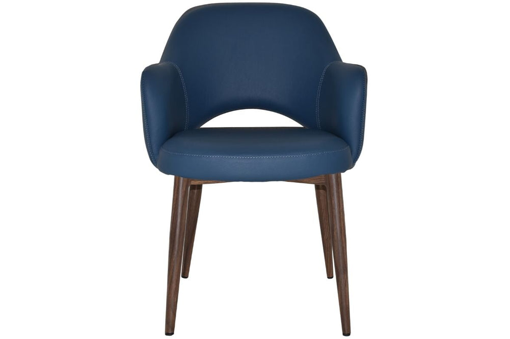 EZ Hospitality Cairo Indoor Armchair Metal Base - Slim Light Walnut 4 Leg-pelle benito tan  