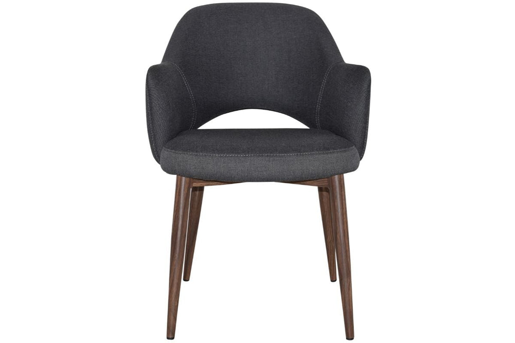 EZ Hospitality Cairo Indoor Armchair Metal Base - Slim Light Walnut 4 Leg-pelle benito tan  