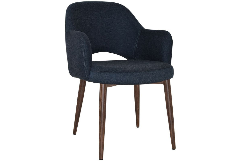 EZ Hospitality Cairo Indoor Armchair Metal Base - Slim Light Walnut 4 Leg-gravity navy  