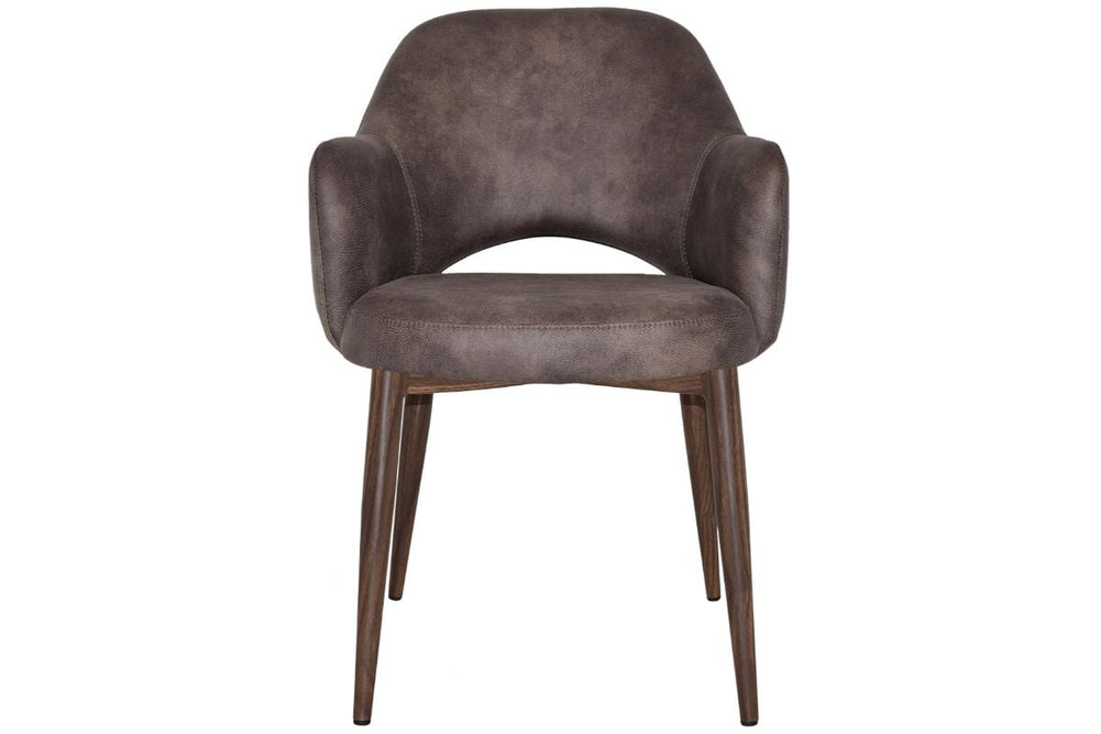 EZ Hospitality Cairo Indoor Armchair Metal Base - Slim Light Walnut 4 Leg-pelle benito tan  