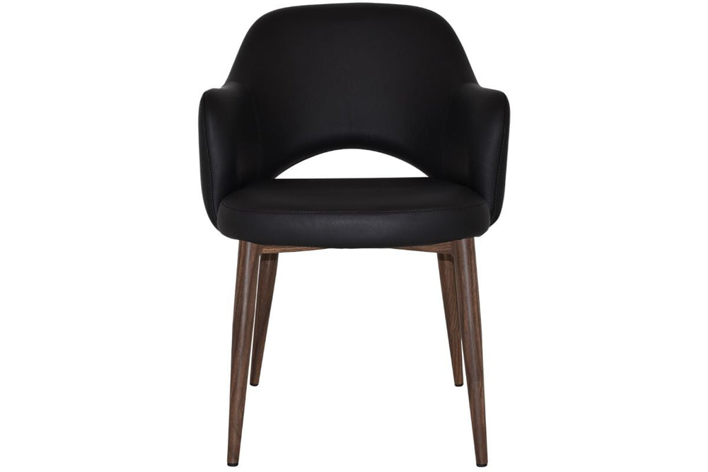 EZ Hospitality Cairo Indoor Armchair Metal Base - Slim Light Walnut 4 Leg-pelle benito tan  