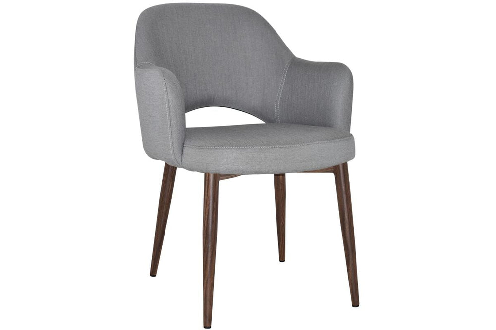 EZ Hospitality Cairo Indoor Armchair Metal Base - Slim Light Walnut 4 Leg-gravity steel  