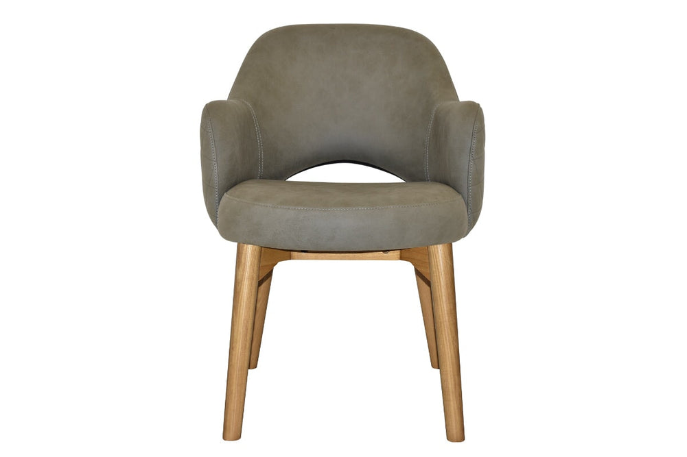 EZ Hospitality Cairo Indoor Armchair Timber Base - Light Oak 4 Leg-pelle benito sage  