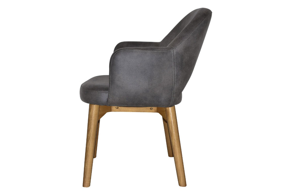 EZ Hospitality Cairo Indoor Armchair Timber Base - Light Oak 4 Leg-pelle benito sage  