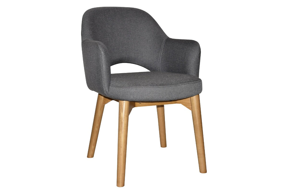 EZ Hospitality Cairo Indoor Armchair Timber Base - Light Oak 4 Leg-gravity slate  