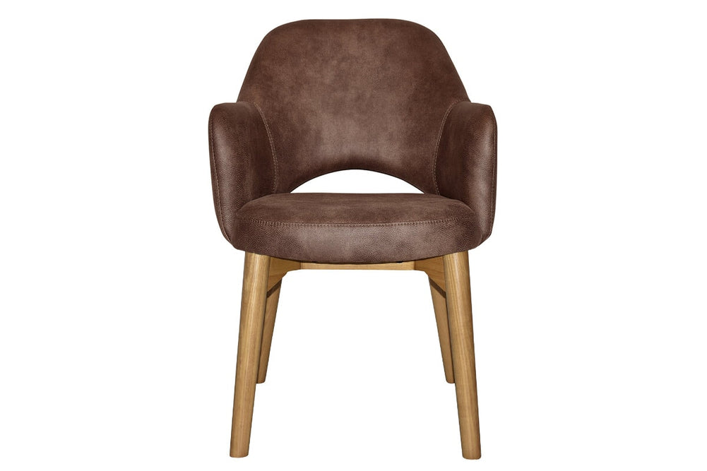 EZ Hospitality Cairo Indoor Armchair Timber Base - Light Oak 4 Leg-pelle benito sage  