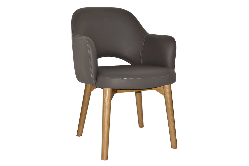 EZ Hospitality Cairo Indoor Armchair Timber Base - Light Oak 4 Leg-vinyl charcoal  
