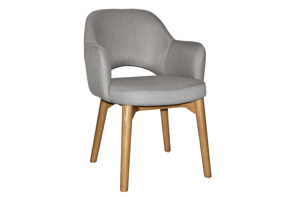 EZ Hospitality Cairo Indoor Armchair Timber Base - Light Oak 4 Leg-gravity steel  