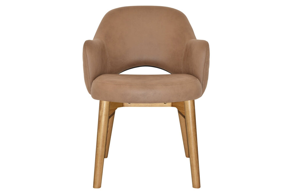 EZ Hospitality Cairo Indoor Armchair Timber Base - Light Oak 4 Leg-pelle benito sage  