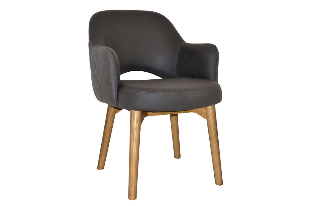 EZ Hospitality Cairo Indoor Armchair Timber Base - Light Oak 4 Leg-pelle benito java  