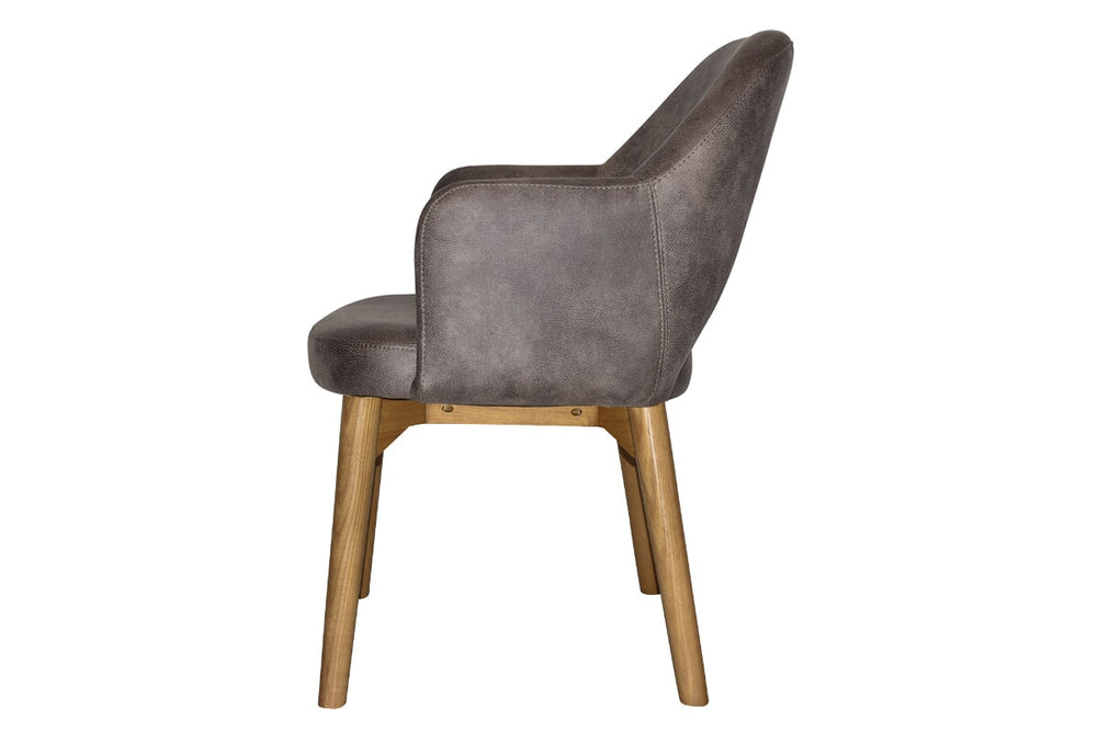 EZ Hospitality Cairo Indoor Armchair Timber Base - Light Oak 4 Leg-pelle benito sage  