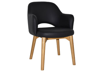 EZ Hospitality Cairo Indoor Armchair Timber Base - Light Oak 4 Leg EZ Hospitality vinyl black 