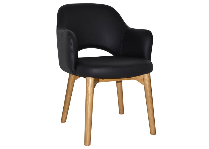 EZ Hospitality Cairo Indoor Armchair Timber Base - Light Oak 4 Leg EZ Hospitality vinyl black 