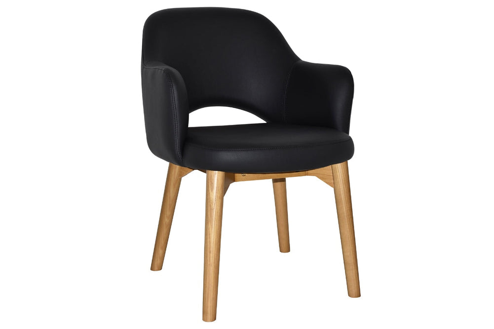 EZ Hospitality Cairo Indoor Armchair Timber Base - Light Oak 4 Leg-vinyl black  