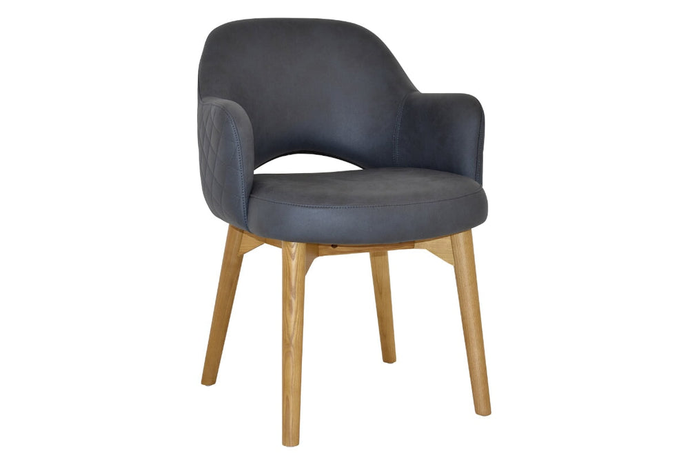 EZ Hospitality Cairo Indoor Armchair Timber Base - Light Oak 4 Leg-pelle benito navy  