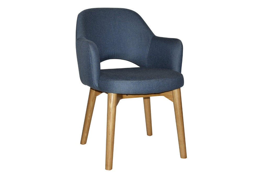 EZ Hospitality Cairo Indoor Armchair Timber Base - Light Oak 4 Leg-gravity denim  