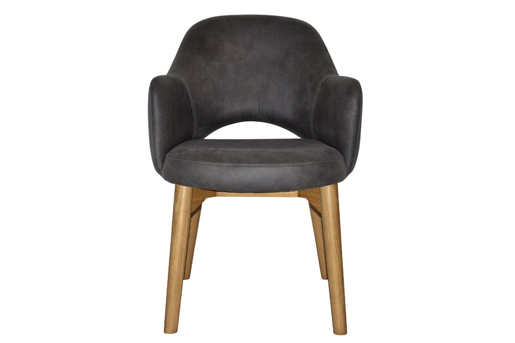 EZ Hospitality Cairo Indoor Armchair Timber Base - Light Oak 4 Leg-pelle benito sage  