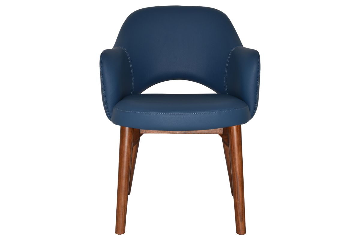 EZ Hospitality Cairo Indoor Armchair Timber Base - Light Walnut 4 Leg-pelle benito tan  
