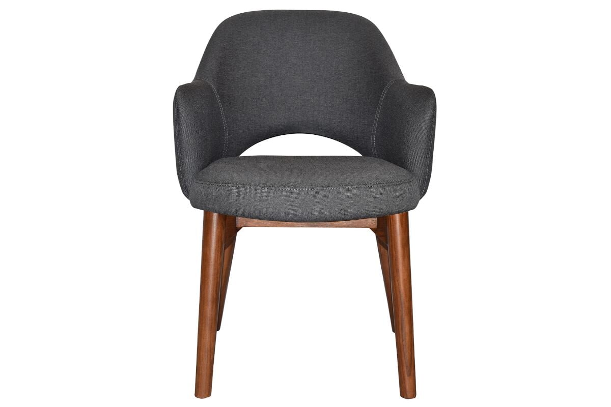 EZ Hospitality Cairo Indoor Armchair Timber Base - Light Walnut 4 Leg-pelle benito tan  