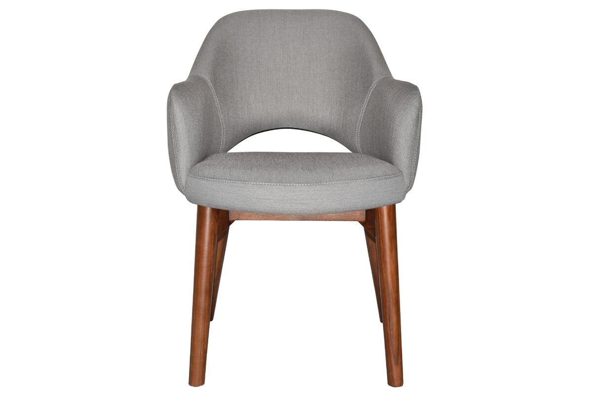 EZ Hospitality Cairo Indoor Armchair Timber Base - Light Walnut 4 Leg-pelle benito tan  