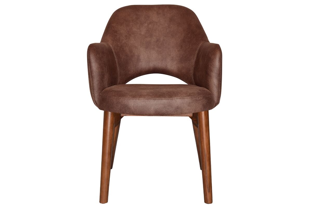 EZ Hospitality Cairo Indoor Armchair Timber Base - Light Walnut 4 Leg-pelle benito tan  