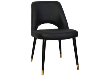 EZ Hospitality Cairo Indoor Armless Chair Metal Base - Black Brass 4 Leg EZ Hospitality vinyl black 