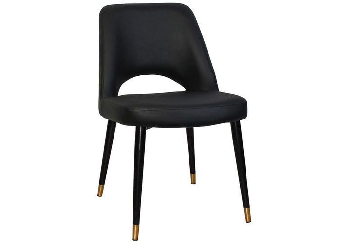 EZ Hospitality Cairo Indoor Armless Chair Metal Base - Black Brass 4 Leg EZ Hospitality vinyl black 