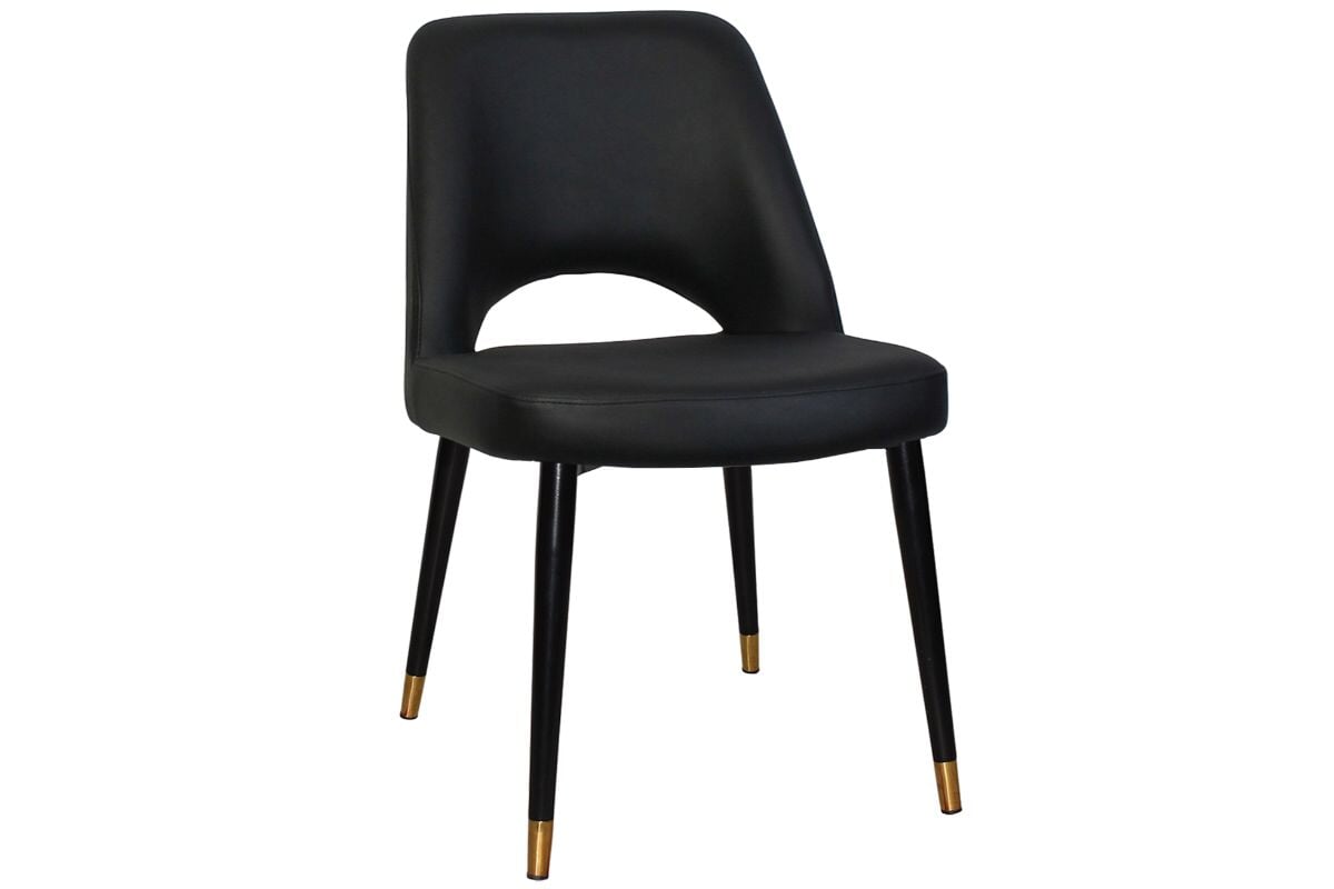EZ Hospitality Cairo Indoor Armless Chair Metal Base - Black Brass 4 Leg EZ Hospitality vinyl black 