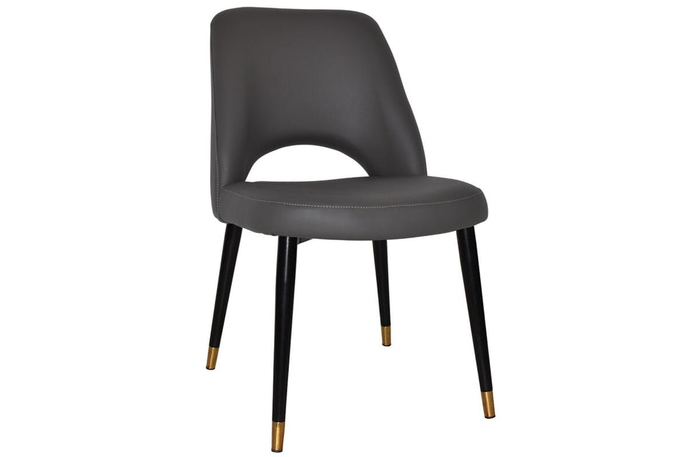EZ Hospitality Cairo Indoor Armless Chair Metal Base - Black Brass 4 Leg-vinyl charcoal  