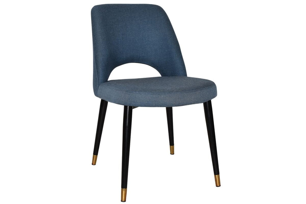 EZ Hospitality Cairo Indoor Armless Chair Metal Base - Black Brass 4 Leg-gravity denim  