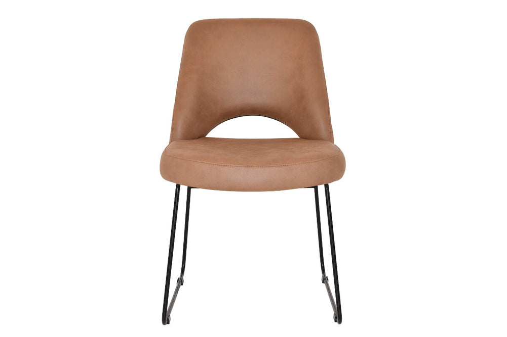 EZ Hospitality Cairo Indoor Armless Chair Metal Base - Black Sled-pelle/benito tan  