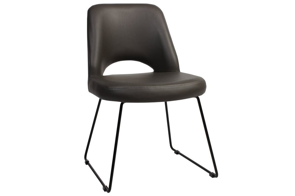 EZ Hospitality Cairo Indoor Armless Chair Metal Base - Black Sled-vinyl charcoal  