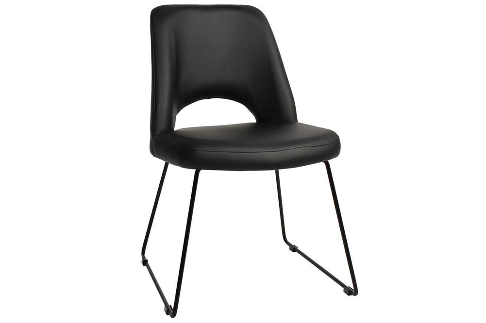 EZ Hospitality Cairo Indoor Armless Chair Metal Base - Black Sled-vinyl black  