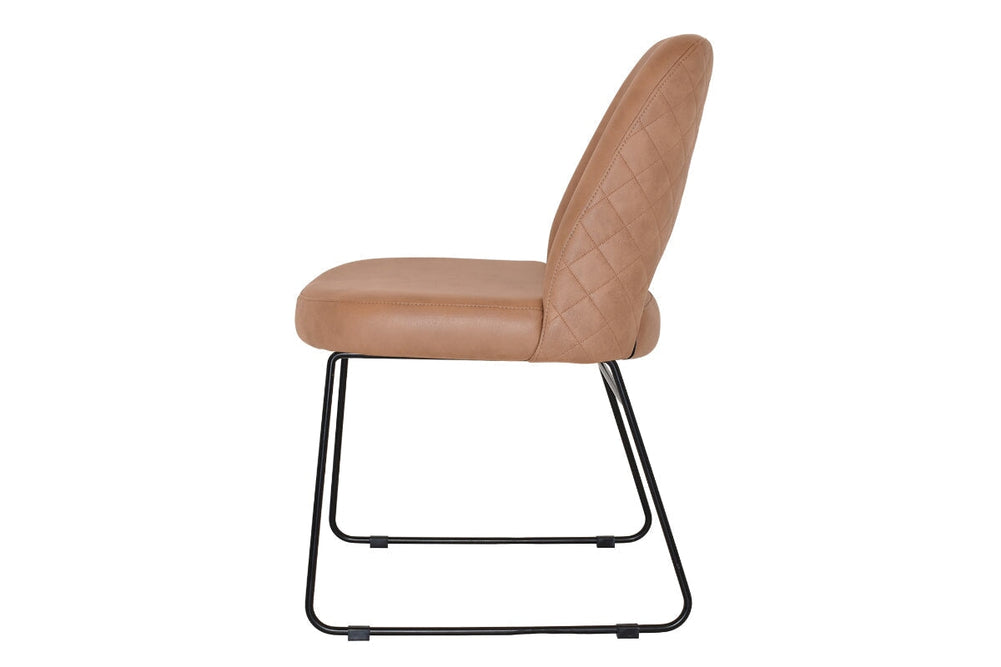 EZ Hospitality Cairo Indoor Armless Chair Metal Base - Black Sled-pelle/benito tan  