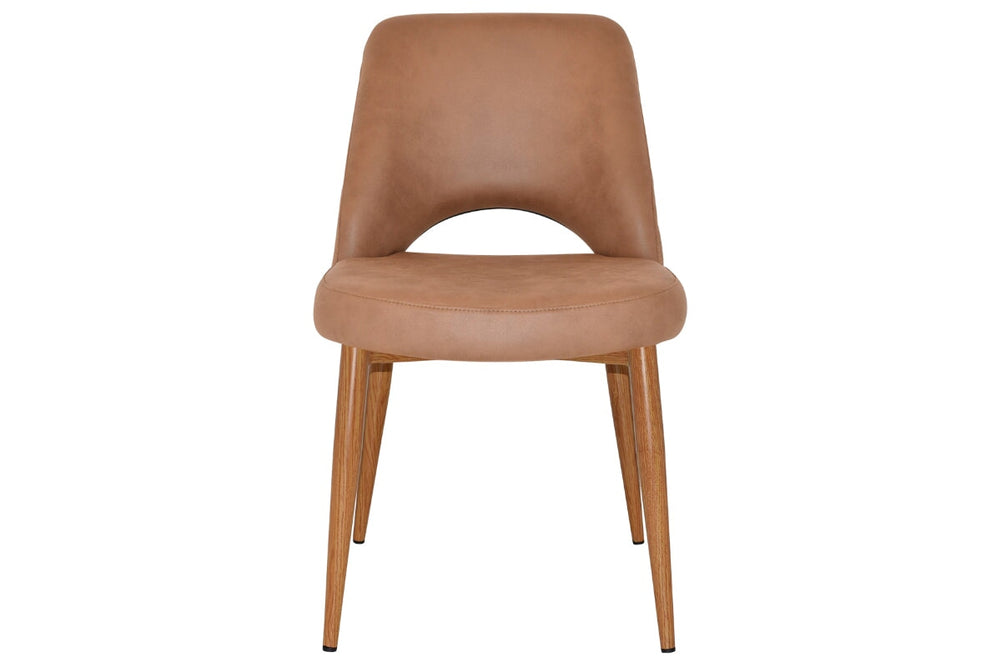 EZ Hospitality Cairo Indoor Armless Chair Metal Base - Light Oak 4 Leg-pelle/benito tan  