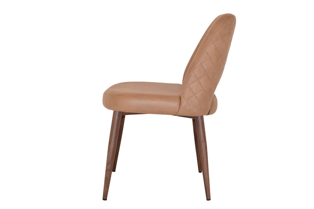 EZ Hospitality Cairo Indoor Armless Chair Metal Base - Light Walnut 4 Leg-pelle/benito tan  