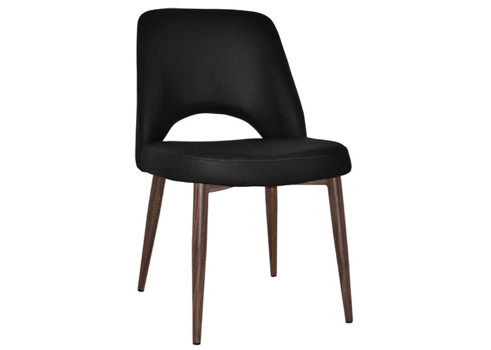 EZ Hospitality Cairo Indoor Armless Chair Metal Base - Light Walnut 4 Leg EZ Hospitality vinyl black 