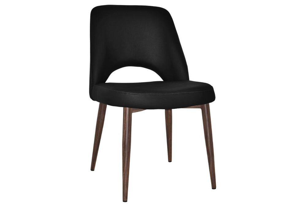 EZ Hospitality Cairo Indoor Armless Chair Metal Base - Light Walnut 4 Leg-vinyl black  