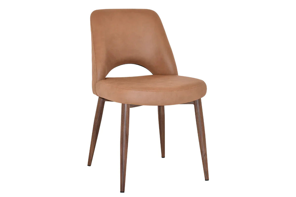 EZ Hospitality Cairo Indoor Armless Chair Metal Base - Light Walnut 4 Leg-pelle/benito tan  