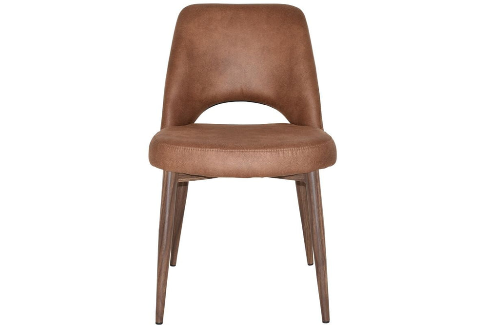 EZ Hospitality Cairo Indoor Armless Chair Metal Base - Light Walnut 4 Leg-pelle/benito tan  