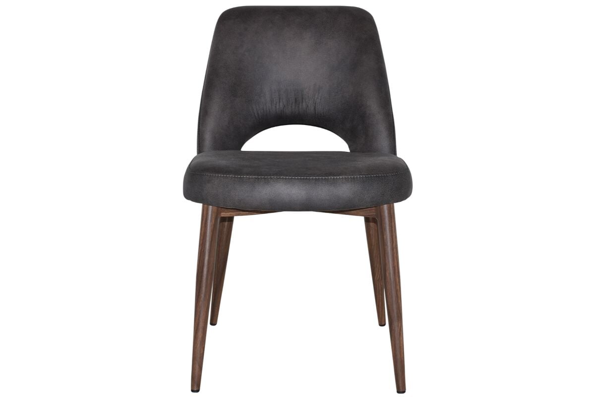 EZ Hospitality Cairo Indoor Armless Chair Metal Base - Light Walnut 4 Leg EZ Hospitality 