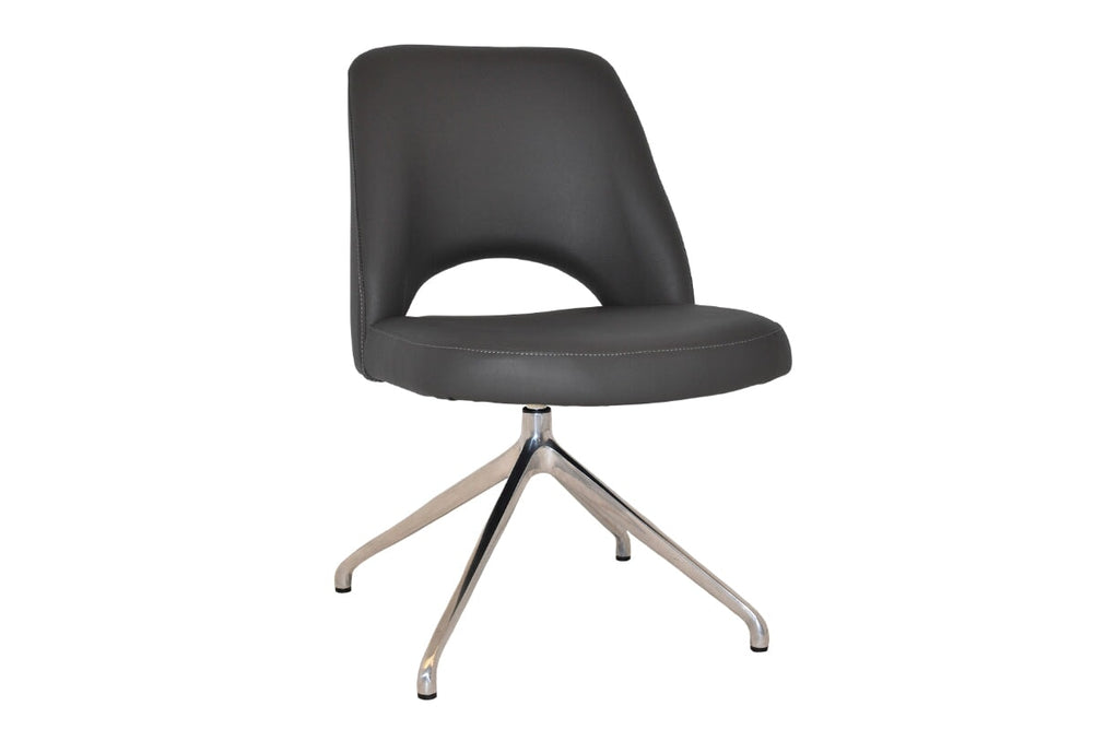 EZ Hospitality Cairo Indoor Armless Chair Metal Base - Trestle-vinyl charcoal  