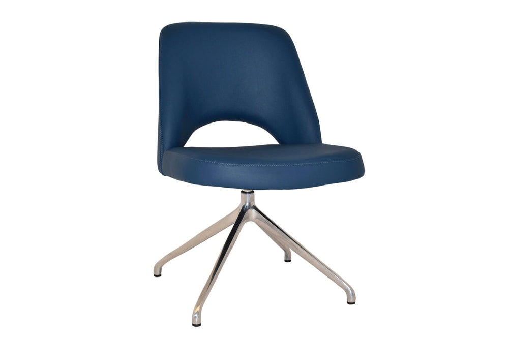 EZ Hospitality Cairo Indoor Armless Chair Metal Base - Trestle-vinyl blue  