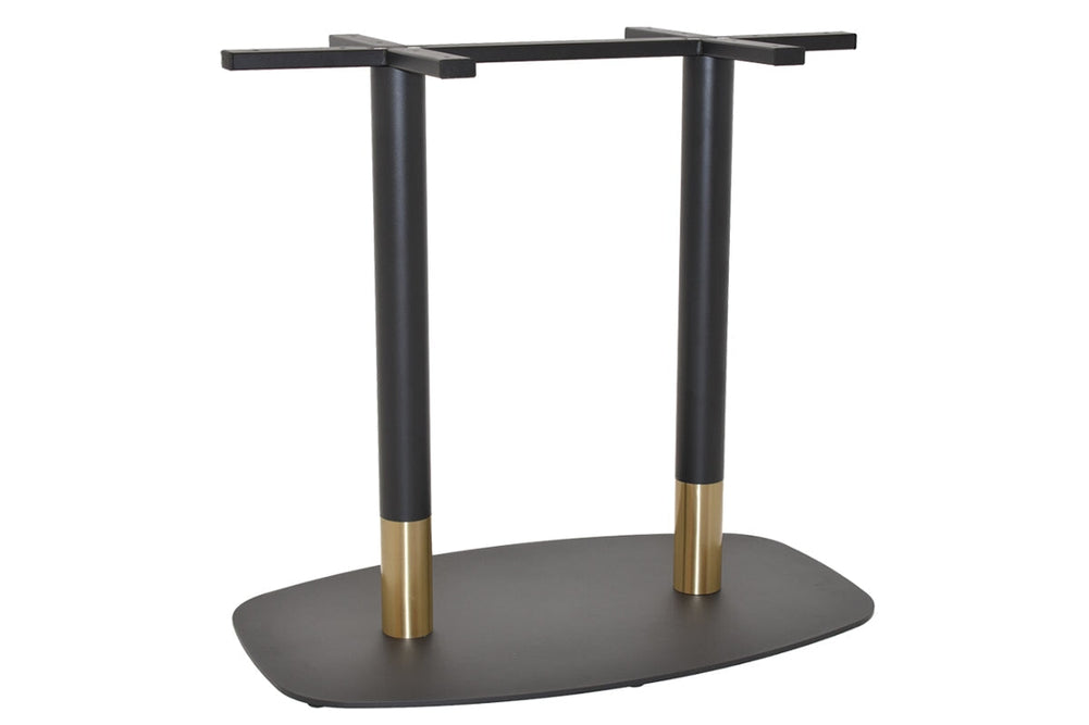 EZ Hospitality Givoli Cafe Table Black/ Brass - Black Arc Base [1200L x 700W]-dark oak  