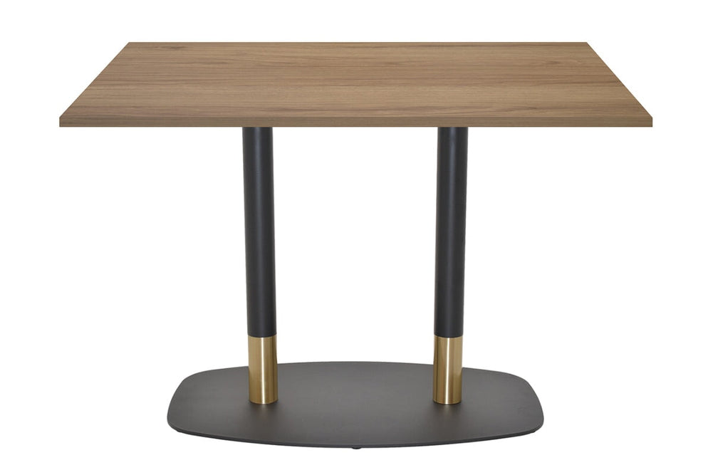 EZ Hospitality Givoli Cafe Table Black/ Brass - Black Arc Base [1200L x 700W]-salvage oak  