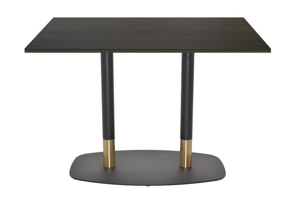 EZ Hospitality Givoli Cafe Table Black/ Brass - Black Arc Base [1200L x 700W]-dark oak  