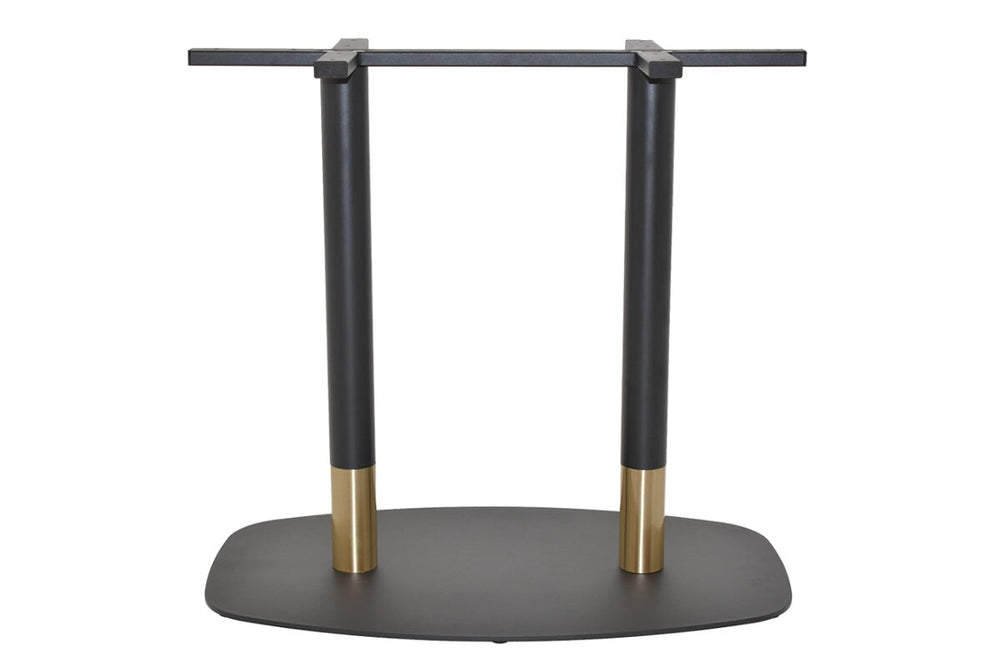 EZ Hospitality Givoli Cafe Table Black/ Brass - Black Arc Base [1200L x 700W]-none  